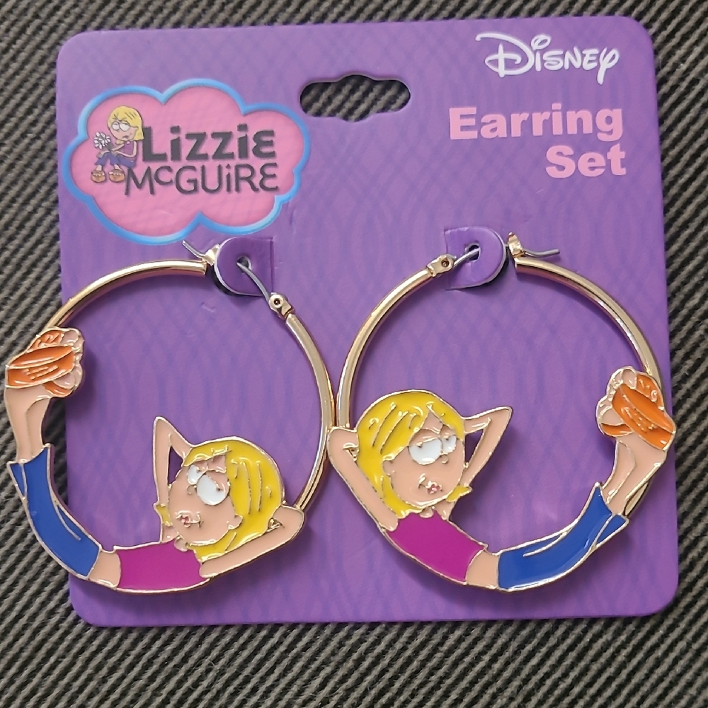 Disney Lizzie McGuire Hoop Earrings Purple and Yellow Jewelry